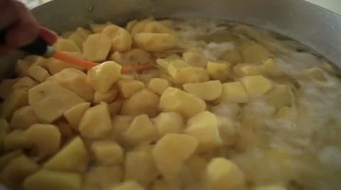 Potatoes cooked in a bucket Stock Footage 50419377