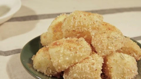 Potatoes with a crispy crust with rosemary Stock Footage 70104749