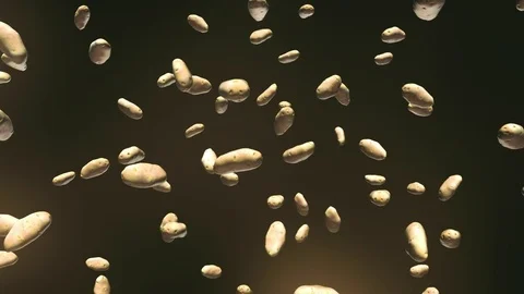 Potatoes Floating Against a Black Background 库存影片 72299678