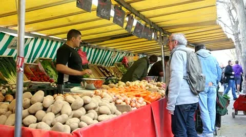 Potatoes on the market Stock Footage 10888107