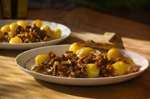 Potatoes with minced meat Stock Photos