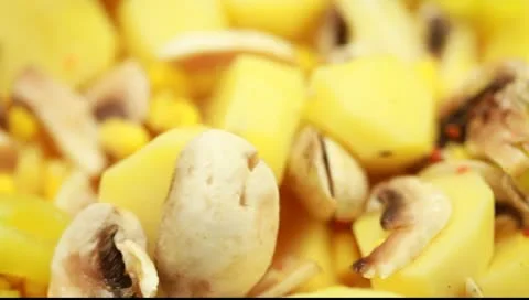 Potatoes mushrooms and corn Video stock 10600192