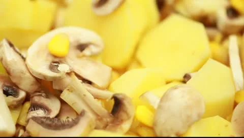 Potatoes mushrooms and corn Video stock 10600197