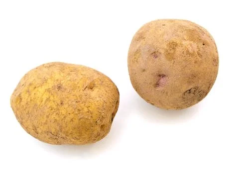 Potatoes over White Stock Photos
