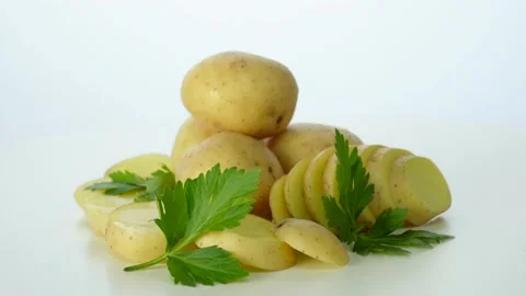 Potatoes Rotating On White Background 動画素材 236623021