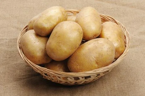 Potatoes on a sacking Stock Photos