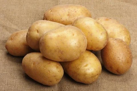 Potatoes on a sacking Stock Photos