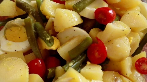Potatoes salad with vegetables. Stock Footage 112738412