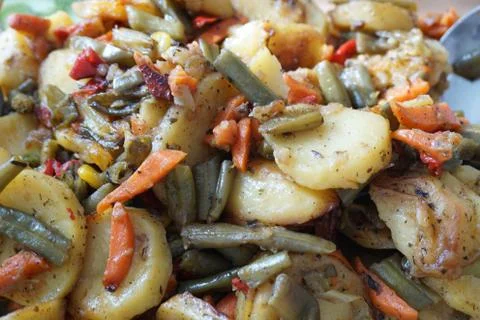 Potatoes with a set of vegetables Stock Photos