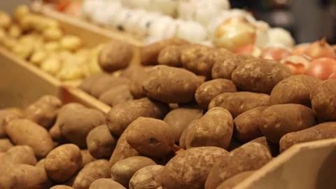 Potatoes in a supermarket Stock Footage 295068909