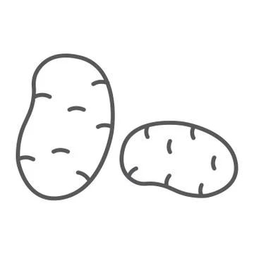 Potatoes thin line icon, vegetable and organic, potato sign, vector graphics, a Stock Illustration