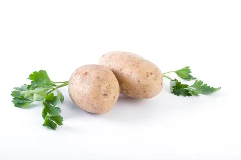 Potatoes on a white background. Stock Photos