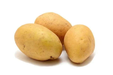 Potatoes on white background 库存照片