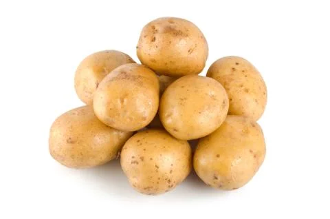 Potatoes on a white Stock Photos