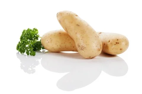 Potatoes on white Foto stock