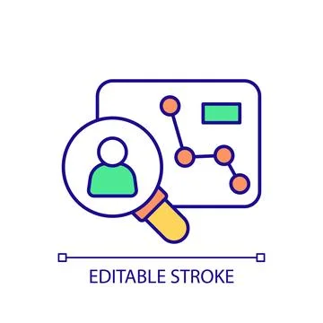 Potential candidate data studying RGB color icon Stock Illustration