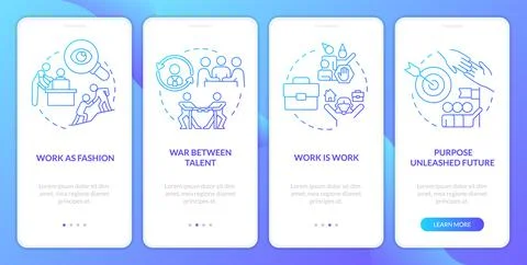 Potential future of work relations blue gradient onboarding mobile app screen Stock Illustration