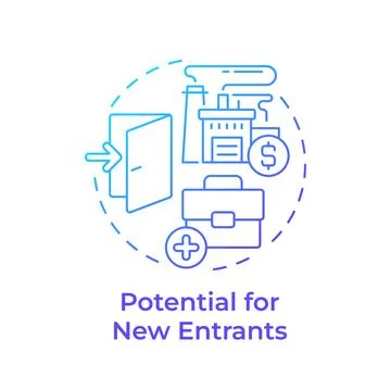 Potential for new entrants blue gradient concept icon Stock Illustration