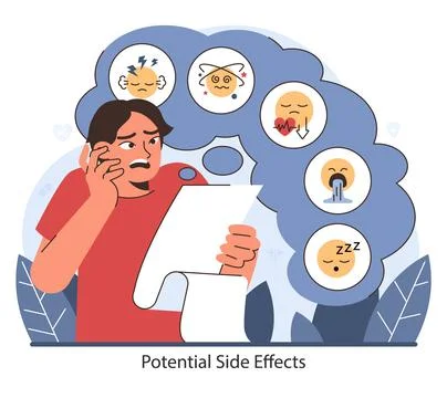 Potential Side Effects of Ketamine. Flat vector illustration. 스톡 일러스트