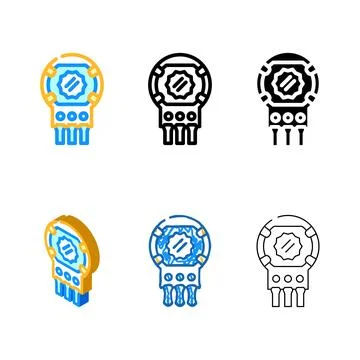 Potentiometer electronic component color icon series vector イラスト素材