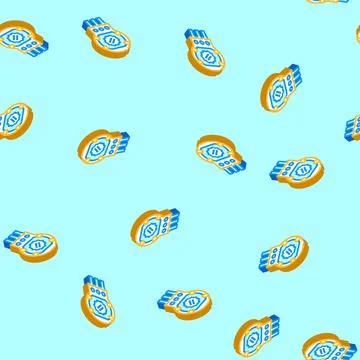 Potentiometer electronic component isometric icon seamless pattern 스톡 일러스트