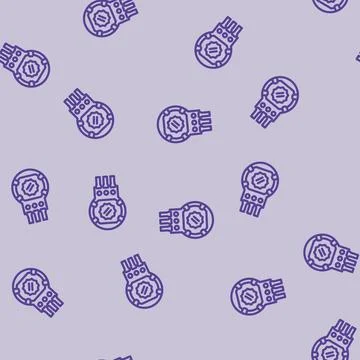 Potentiometer electronic component line vector seamless pattern Stock Illustration