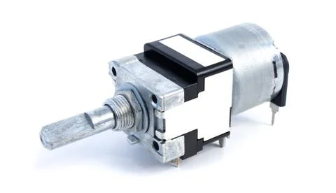 Potentiometer a variable resistor with motor for audio volume Stock Photos