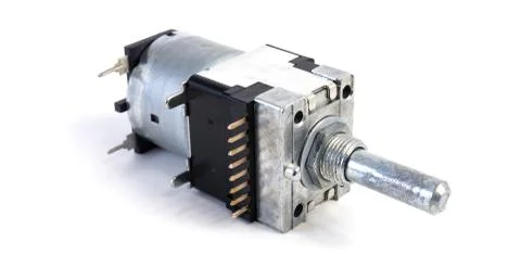 Potentiometer a variable resistor with motor for audio volume Stock Photos