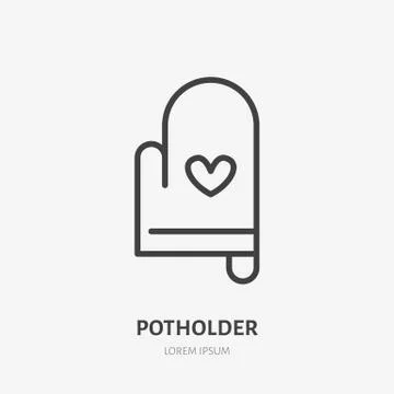 Potholder flat line icon. Oven-glove vector illustration. Thin sign for cooking Stock Illustration
