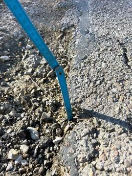 Pothole on a German road Stock Photos