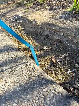 Pothole on a German road Stock Photos