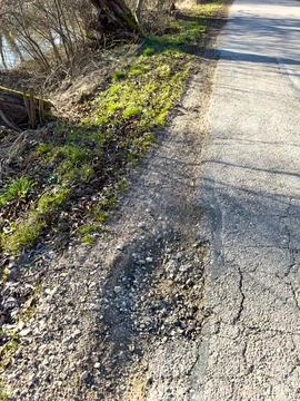 Pothole on a German road Stock Photos