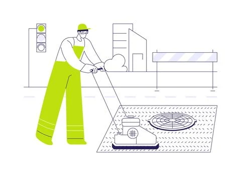 Pothole patching abstract concept vector illustration. Stock Illustration