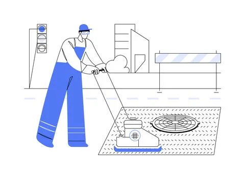 Pothole patching abstract concept vector illustration. Stock Illustration