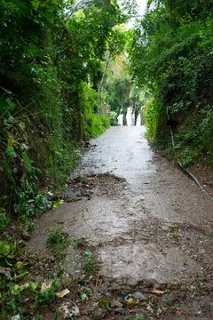 Pothole road . Stock Photos
