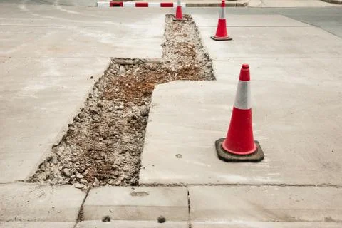 Pothole on road surfaces Stock Photos