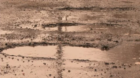 Pothole Triple Large Wet Stock Footage 40340669