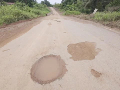 Potholed highway Stock Footage 311932915