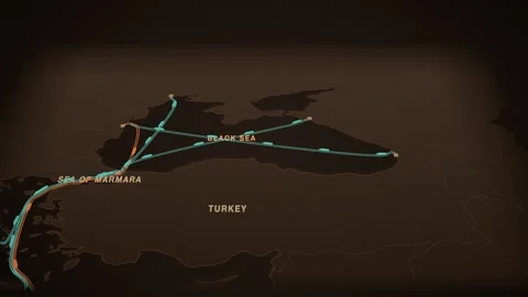 Poti to constanta container maritime trade route map seamless loop Stock Footage 345945350