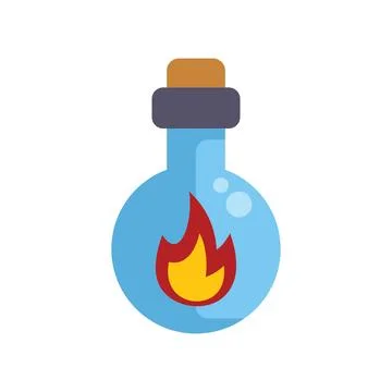 Potion bottle containing fire, illustrating a magic concept Stock Illustration
