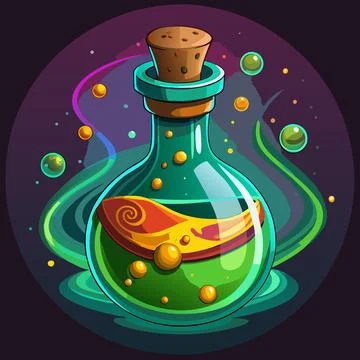 Potion Bottle with Glowing Liquid Illustrazione stock