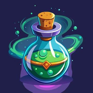 Potion Bottle with Glowing Liquid Stock Illustration