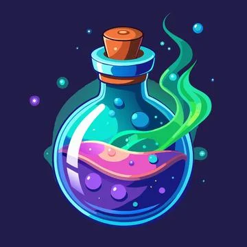 Potion Bottle with Glowing Liquid Stock Illustration