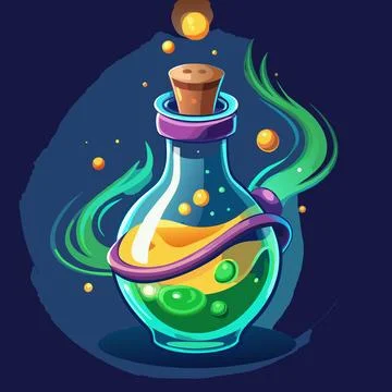 Potion Bottle with Glowing Liquid Stock Illustration