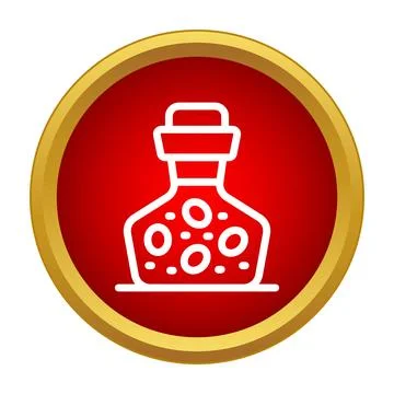 Potion bottle icon with magical liquid bubbles Stock Illustration