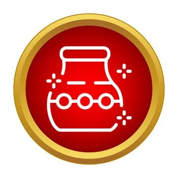 Potion bottle icon on a red background with gold frame Stock Illustration