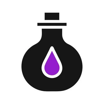 Potion bottle with liquid drop. Concept of magic, alchemy, and science. Stock Illustration
