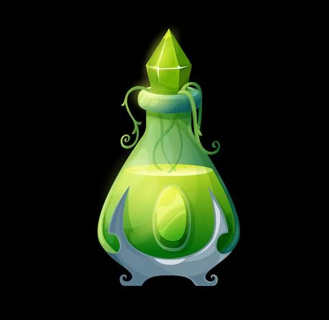 Potion bottle with nature elixir, magic liquid Stock Illustration