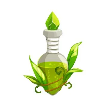 Potion bottle vector icon, nature fairy poison Stock Illustration