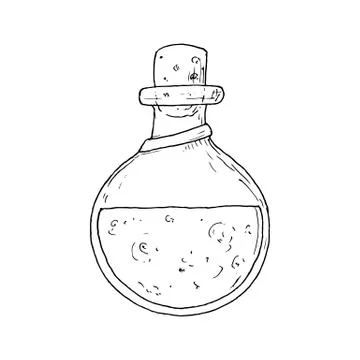 Potion bottle. Vector illustration. Isolated object on white. Hand-drawn. Stock Illustration